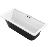 Kohler Volute 63" Free Standing Enameled Cast Iron Rectangular Soaking Tub with Reinforced Resin Pedestal Base, Center Drain, Drain Assembly, and Overflow - White / Black / Black Base Kohler Volute 63" Free Standing Enameled Cast Iron Rectangular Soaking Tub with Reinforced Resin Pedestal Base, Center Drain, Drain Assembly, and Overflow - White / Black / Black Base