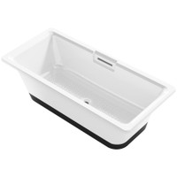 Kohler Volute 63" Free Standing Enameled Cast Iron Rectangular Soaking Tub with Reinforced Resin Pedestal Base, Center Drain, Drain Assembly, and Overflow - White / White / Black Base Kohler Volute 63" Free Standing Enameled Cast Iron Rectangular Soaking Tub with Reinforced Resin Pedestal Base, Center Drain, Drain Assembly, and Overflow - White / White / Black Base