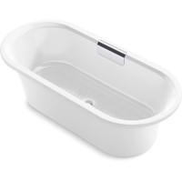 Kohler Volute 63" Free Standing Enameled Cast Iron Soaking Tub with Reinforced Resin Pedestal Base, Center Drain, Brass Drain Assembly, and Slotted Overflow - White / White / White Base Kohler Volute 63" Free Standing Enameled Cast Iron Soaking Tub with Reinforced Resin Pedestal Base, Center Drain, Brass Drain Assembly, and Slotted Overflow - White / White / White Base