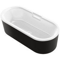 Kohler Volute 63" Free Standing Enameled Cast Iron Soaking Tub with Acrylic Shroud, Center Drain, Brass Drain Assembly, and Overflow - White / Black Kohler Volute 63" Free Standing Enameled Cast Iron Soaking Tub with Acrylic Shroud, Center Drain, Brass Drain Assembly, and Overflow - White / Black