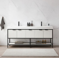 72" Double Sink Bath Vanity in White with One-Piece Composite Stone Sink Top