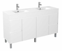 60 inch vanity cabinet glossy white with ceramic double sink top and soft-close drawers 60 inch vanity cabinet glossy white with ceramic double sink top and soft-close drawers