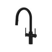 Riobel Lateral Two Handle Pull-Down Kitchen Faucet With C-Spout - Black