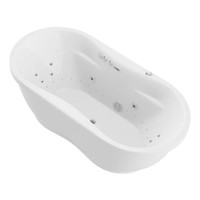 Lori Series 71 in. x 36 in. Acrylic Combination 53 Gallon Capacity Freestanding Bathtub with Center Drain in White