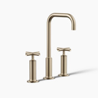 Kohler Purist® Widespread Bathroom Sink Faucet With Cross Handles 1.2 GPM Vibrant Brushed Bronze