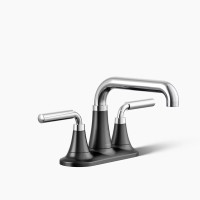 Kohler Tone™ Centerset Bathroom Sink Faucet, 1.0 GPM - Polished Chrome with Matte Black