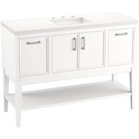 Kohler Winnow 48" Free Standing Single Basin Vanity Set with Cabinet, and Quartz Vanity Top - White Kohler Winnow 48" Free Standing Single Basin Vanity Set with Cabinet, and Quartz Vanity Top - White