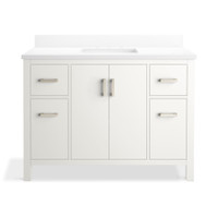 Kohler Kresla 49" Free Standing Single Basin Vanity Set with Cabinet and Quartz Vanity Top - White Kohler Kresla 49" Free Standing Single Basin Vanity Set with Cabinet and Quartz Vanity Top - White
