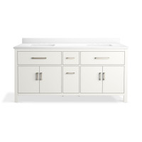 Kohler Kresla 73" Free Standing Double Basin Vanity Set with Cabinet and Quartz Vanity Top - White Kohler Kresla 73" Free Standing Double Basin Vanity Set with Cabinet and Quartz Vanity Top - White