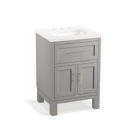 Kohler Quo 25" Free Standing Single Basin Vanity Set with Cabinet and Quartz Vanity Top - Mohair Grey Kohler Quo 25" Free Standing Single Basin Vanity Set with Cabinet and Quartz Vanity Top - Mohair Grey