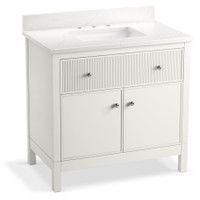 Kohler Malin by Studio McGee 37" Free Standing Single Basin Vanity Set with Cabinet and Quartz Vanity Top - White Kohler Malin by Studio McGee 37" Free Standing Single Basin Vanity Set with Cabinet and Quartz Vanity Top - White