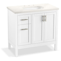 Kohler Hadron 36" Free Standing Single Basin Vanity Set with Cabinet and Quartz Vanity Top - White Kohler Hadron 36" Free Standing Single Basin Vanity Set with Cabinet and Quartz Vanity Top - White