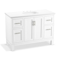 Kohler Quo 49" Free Standing Single Basin Vanity Set with Cabinet and Quartz Vanity Top - White Kohler Quo 49" Free Standing Single Basin Vanity Set with Cabinet and Quartz Vanity Top - White