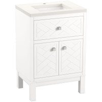 Kohler Beauxline 24" Free Standing Single Basin Vanity Set with Cabinet, and Quartz Vanity Top - White Kohler Beauxline 24" Free Standing Single Basin Vanity Set with Cabinet, and Quartz Vanity Top - White