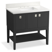 Kohler Seagrove by Studio McGee 37" Free Standing Single Basin Vanity Set with Cabinet and Quartz Vanity Top - Ferrous Grey Kohler Seagrove by Studio McGee 37" Free Standing Single Basin Vanity Set with Cabinet and Quartz Vanity Top - Ferrous Grey