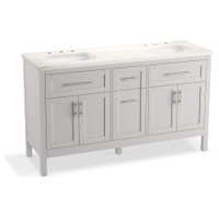 Kohler Hadron 60" Free Standing Double Basin Vanity Set with Cabinet and Quartz Vanity Top - Atmos Grey Kohler Hadron 60" Free Standing Double Basin Vanity Set with Cabinet and Quartz Vanity Top - Atmos Grey