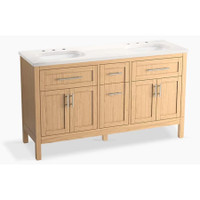 Kohler Hadron 60" Free Standing Double Basin Vanity Set with Cabinet and Quartz Vanity Top - Light Oak Kohler Hadron 60" Free Standing Double Basin Vanity Set with Cabinet and Quartz Vanity Top - Light Oak