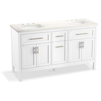 Kohler Hadron 60" Free Standing Double Basin Vanity Set with Cabinet and Quartz Vanity Top - White Kohler Hadron 60" Free Standing Double Basin Vanity Set with Cabinet and Quartz Vanity Top - White
