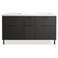 Kohler Spacity 60" Wall Mounted Double Basin Vanity Set with Cabinet and Quartz Vanity Top and Sinks Included - Dark Steel Kohler Spacity 60" Wall Mounted Double Basin Vanity Set with Cabinet and Quartz Vanity Top and Sinks Included - Dark Steel