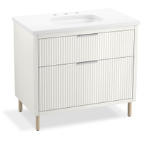 Kohler Spacity 36" Wall Mounted Single Basin Vanity Set with Cabinet and Quartz Vanity Top and Sink Included - White Kohler Spacity 36" Wall Mounted Single Basin Vanity Set with Cabinet and Quartz Vanity Top and Sink Included - White