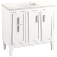 Kohler Southerk 36" Free Standing Single Basin Vanity Set with Cabinet and Quartz Vanity Top -  White Kohler Southerk 36" Free Standing Single Basin Vanity Set with Cabinet and Quartz Vanity Top -  White