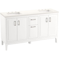 Kohler Seer 60" Free Standing Double Basin Vanity Set with Cabinet, and Quartz Vanity Top - White Kohler Seer 60" Free Standing Double Basin Vanity Set with Cabinet, and Quartz Vanity Top - White
