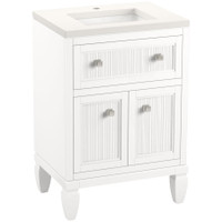 Kohler Hearthhaven 24" Free Standing Single Basin Vanity Set with Cabinet, and Quartz Vanity Top - White Kohler Hearthhaven 24" Free Standing Single Basin Vanity Set with Cabinet, and Quartz Vanity Top - White