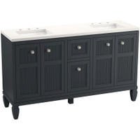 Kohler Hearthhaven 60" Free Standing Double Basin Vanity Set with Cabinet, and Quartz Vanity Top - Slate Grey Kohler Hearthhaven 60" Free Standing Double Basin Vanity Set with Cabinet, and Quartz Vanity Top - Slate Grey
