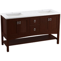 Kohler Marabou 60" Free Standing Double Basin Vanity Set with Cabinet and Quartz Vanity Top - Includes Undermount Sinks and Cabinet Hardware - Cherry Tweed Kohler Marabou 60" Free Standing Double Basin Vanity Set with Cabinet and Quartz Vanity Top - Includes Undermount Sinks and Cabinet Hardware - Cherry Tweed