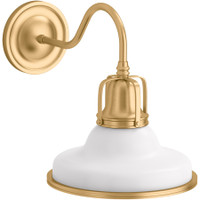 Kohler Lighting Hauksbee 10" Wide 1 Light Wall Sconce with Domed Metal Shade - White / Brushed Modern Brass Kohler Lighting Hauksbee 10" Wide 1 Light Wall Sconce with Domed Metal Shade - White / Brushed Modern Brass