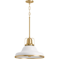 Kohler Lighting Hauksbee 18" Wide 1 Light Pendant with Domed Metal Shade - White / Brushed Modern Brass Kohler Lighting Hauksbee 18" Wide 1 Light Pendant with Domed Metal Shade - White / Brushed Modern Brass