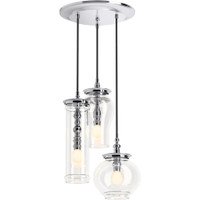 Kohler Lighting Damask 13" Tall 3 Light Clear Glass Pendant Cloud - Polished Chrome Kohler Lighting Damask 13" Tall 3 Light Clear Glass Pendant Cloud - Polished Chrome