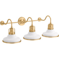 Kohler Lighting Hauksbee 35" Wide 3 Light Vanity Light with Domed Metal Shades - White / Brushed Modern Brass Kohler Lighting Hauksbee 35" Wide 3 Light Vanity Light with Domed Metal Shades - White / Brushed Modern Brass