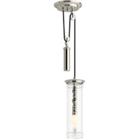 Kohler Lighting Damask 13" Tall Single Light Clear Glass Adjustable Pulley Pendant - Polished Nickel Kohler Lighting Damask 13" Tall Single Light Clear Glass Adjustable Pulley Pendant - Polished Nickel