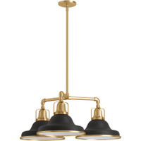 Kohler Lighting Hauksbee 30" Wide 3 Light Chandelier with Domed Metal Shades - Matte Black / Brushed Modern Brass Kohler Lighting Hauksbee 30" Wide 3 Light Chandelier with Domed Metal Shades - Matte Black / Brushed Modern Brass