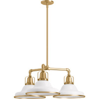 Kohler Lighting Hauksbee 30" Wide 3 Light Chandelier with Domed Metal Shades - White / Brushed Modern Brass Kohler Lighting Hauksbee 30" Wide 3 Light Chandelier with Domed Metal Shades - White / Brushed Modern Brass