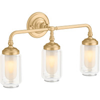 Kohler Lighting Artifacts 3 Light 23" Wide Bathroom Vanity Light - Brushed Moderne Brass Kohler Lighting Artifacts 3 Light 23" Wide Bathroom Vanity Light - Brushed Moderne Brass
