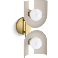 Kohler Lighting Jabot 2 Light 8" Tall Wall Sconce - Biscuit Satin Brushed Moderne Brass Kohler Lighting Jabot 2 Light 8" Tall Wall Sconce - Biscuit Satin Brushed Moderne Brass