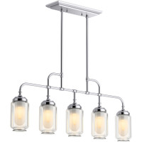 Kohler Lighting Artifacts 36" Wide 5 Light Linear Chandelier - Polished Chrome Kohler Lighting Artifacts 36" Wide 5 Light Linear Chandelier - Polished Chrome
