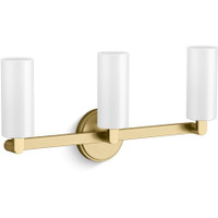 Kohler Lighting Crue 3 Light 22" Wide Vanity Light with Frosted Glass Shades - Brushed Moderne Brass Kohler Lighting Crue 3 Light 22" Wide Vanity Light with Frosted Glass Shades - Brushed Moderne Brass