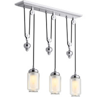 Kohler Lighting Artifacts 27" Wide 3 Light Adjustable Pulley Linear Chandelier - Polished Chrome Kohler Lighting Artifacts 27" Wide 3 Light Adjustable Pulley Linear Chandelier - Polished Chrome