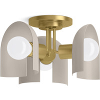Kohler Lighting Jabot 3 Light 14" Wide Semi-Flush Ceiling Fixture - Biscuit Satin Brushed Moderne Brass Kohler Lighting Jabot 3 Light 14" Wide Semi-Flush Ceiling Fixture - Biscuit Satin Brushed Moderne Brass