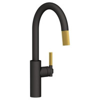 Newport Brass Muncy 1.8 GPM Single Hole Pull Down Kitchen Faucet - Matte Black / Satin Brass (PVD)