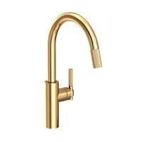 Newport Brass Muncy 1.8 GPM Single Hole Pull Down Kitchen Faucet -  Uncoated Polished Brass - Living Newport Brass Muncy 1.8 GPM Single Hole Pull Down Kitchen Faucet -  Uncoated Polished Brass - Living