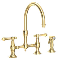 Newport Brass Chesterfield 1.8 GPM Widespread Bridge Kitchen Faucet - Forever Brass (PVD)