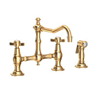 Newport Brass Fairfield 1.8 GPM Widespread Bridge Kitchen Faucet - Polished Brass Uncoated (Living) Newport Brass Fairfield 1.8 GPM Widespread Bridge Kitchen Faucet - Polished Brass Uncoated (Living)