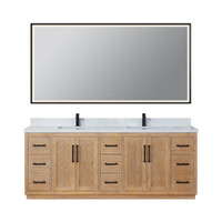 Altair Anais 84" Double Bathroom Vanity in Light Brown with Engineered Stone Countertop Altair Anais 84" Double Bathroom Vanity in Light Brown with Engineered Stone Countertop