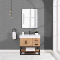 Altair Bianco Single Bathroom Vanity in Light Brown with White Composite Stone Countertop Altair Bianco Single Bathroom Vanity in Light Brown with White Composite Stone Countertop