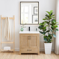 Altair Bondi 30" Single Bathroom Vanity in Light Brown with White Artificial Drop-in Sink Altair Bondi 30" Single Bathroom Vanity in Light Brown with White Artificial Drop-in Sink