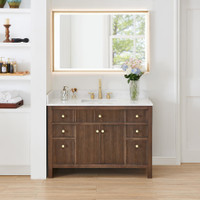 Altair Cerrito 48" Single Bathroom Vanity with Grain White Engineered Stone Countertop Altair Cerrito 48" Single Bathroom Vanity with Grain White Engineered Stone Countertop